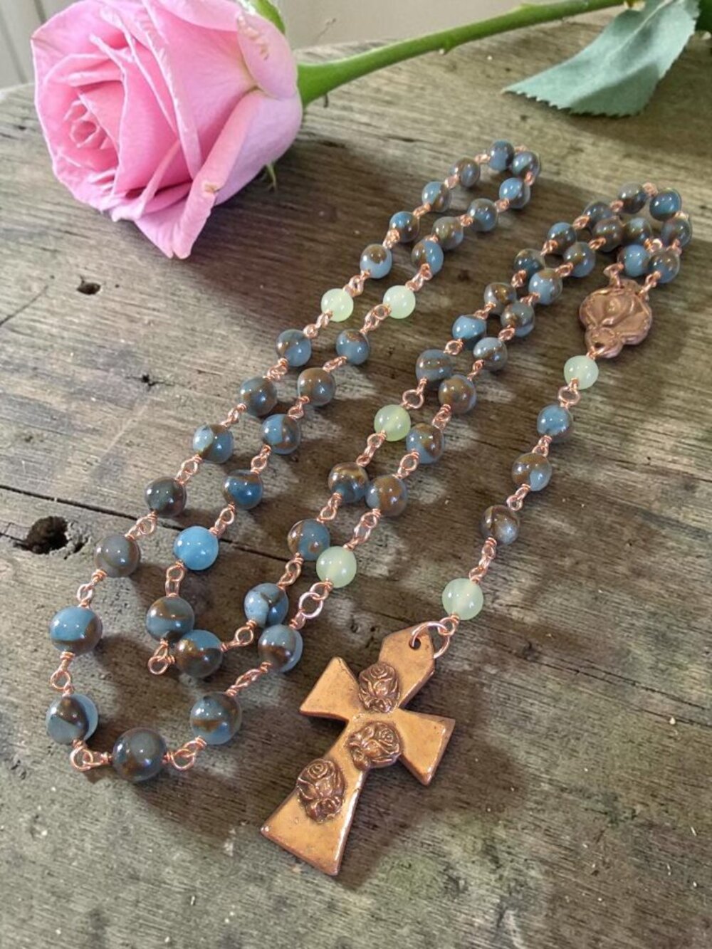 Rain of Roses Rosary, Apatite and Copper